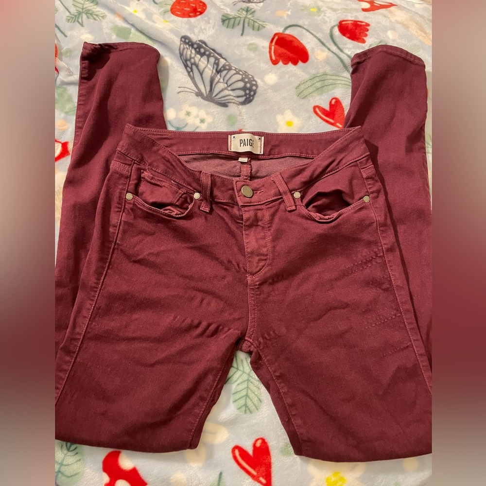 EUC Paige Verdura Burgundy Skinny Jeans